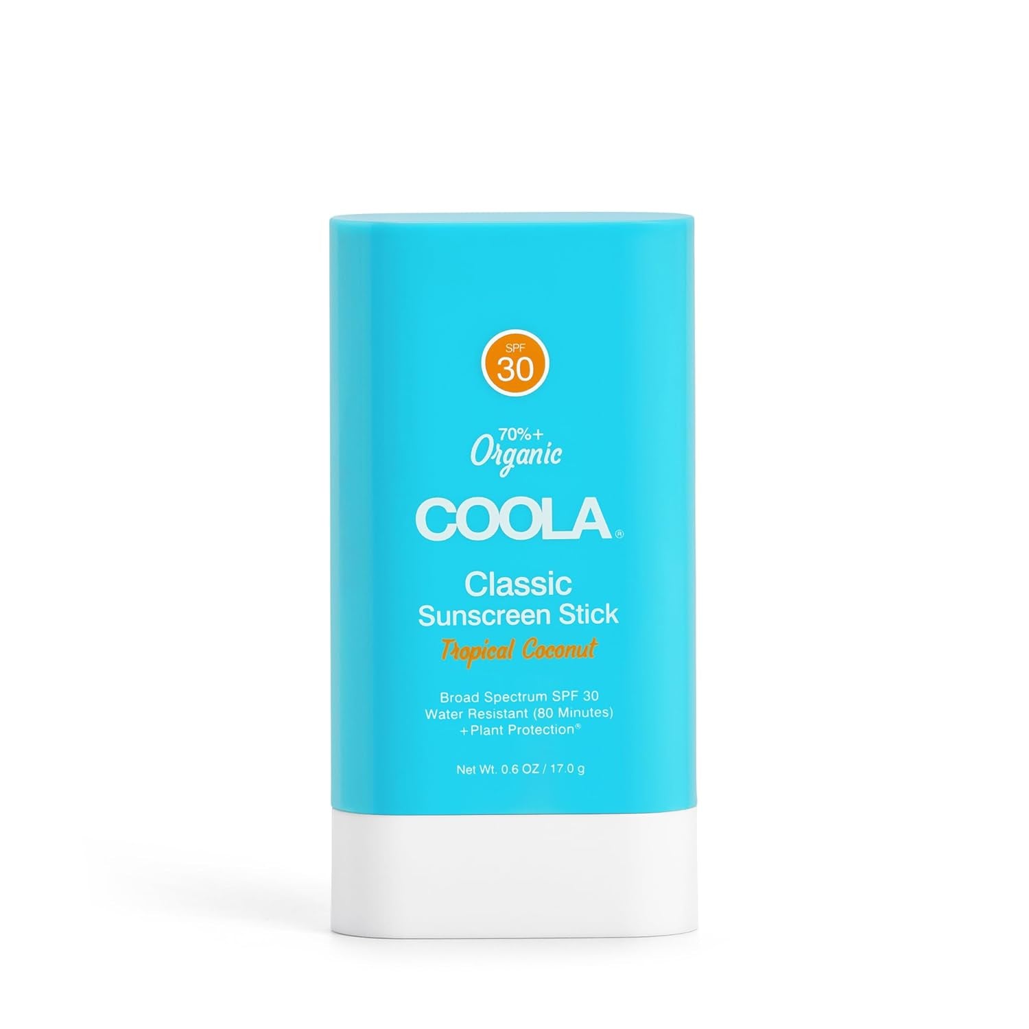 COOLA Classic Sunscreen Stick SPF 30 17g | Travel-Ready, Organic SPF with Tropical Coconut Scent